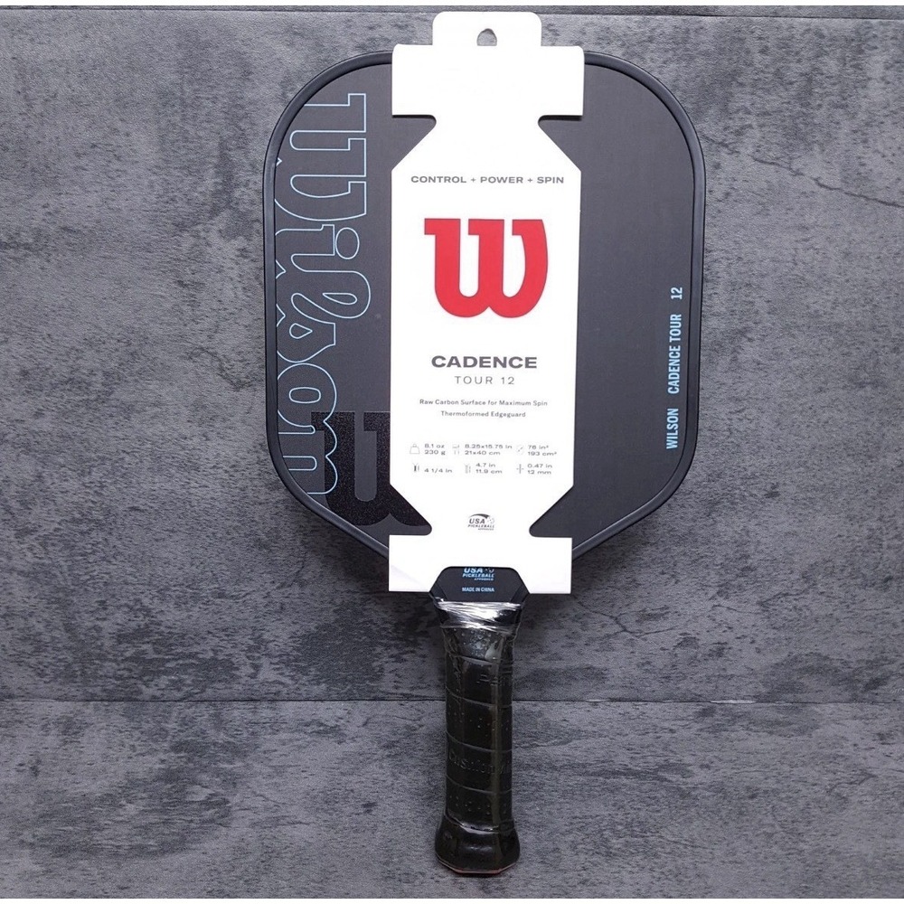 Wilson Cadence Tour 12 Raw Carbon Lightweight Black Blue Pickleball Paddle NEW